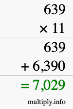 How to calculate 639 times 11 using long multiplication