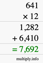 How to calculate 641 times 12 using long multiplication How to calculate 641 times 12 using long multiplication
