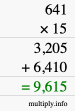 How to calculate 641 times 15 using long multiplication How to calculate 641 times 15 using long multiplication