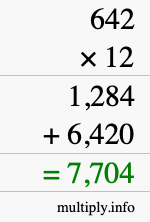 How to calculate 642 times 12 using long multiplication How to calculate 642 times 12 using long multiplication