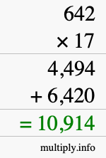 How to calculate 642 times 17 using long multiplication How to calculate 642 times 17 using long multiplication