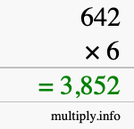 How to calculate 642 times 6 using long multiplication