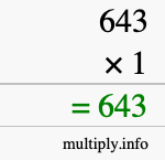 How to calculate 643 times 1 using long multiplication