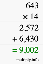 How to calculate 643 times 14 using long multiplication How to calculate 643 times 14 using long multiplication