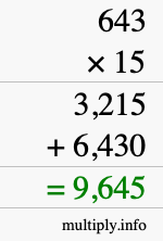 How to calculate 643 times 15 using long multiplication How to calculate 643 times 15 using long multiplication