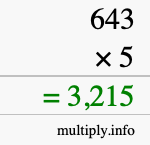 How to calculate 643 times 5 using long multiplication How to calculate 643 times 5 using long multiplication
