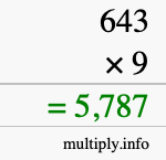 How to calculate 643 times 9 using long multiplication How to calculate 643 times 9 using long multiplication