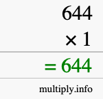 How to calculate 644 times 1 using long multiplication