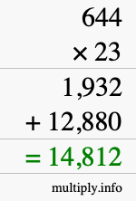 How to calculate 644 times 23 using long multiplication How to calculate 644 times 23 using long multiplication