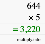 How to calculate 644 times 5 using long multiplication How to calculate 644 times 5 using long multiplication