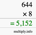 How to calculate 644 times 8 using long multiplication How to calculate 644 times 8 using long multiplication
