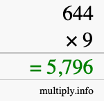 How to calculate 644 times 9 using long multiplication How to calculate 644 times 9 using long multiplication