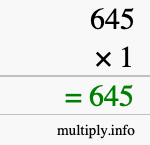 How to calculate 645 times 1 using long multiplication