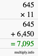 How to calculate 645 times 11 using long multiplication How to calculate 645 times 11 using long multiplication