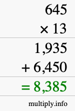 How to calculate 645 times 13 using long multiplication How to calculate 645 times 13 using long multiplication