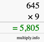 How to calculate 645 times 9 using long multiplication How to calculate 645 times 9 using long multiplication