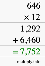 How to calculate 646 times 12 using long multiplication How to calculate 646 times 12 using long multiplication