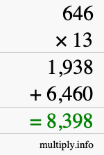 How to calculate 646 times 13 using long multiplication How to calculate 646 times 13 using long multiplication