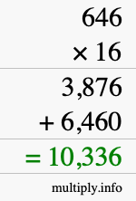 How to calculate 646 times 16 using long multiplication How to calculate 646 times 16 using long multiplication