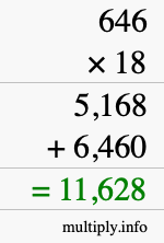 How to calculate 646 times 18 using long multiplication How to calculate 646 times 18 using long multiplication