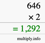 How to calculate 646 times 2 using long multiplication How to calculate 646 times 2 using long multiplication