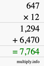 How to calculate 647 times 12 using long multiplication How to calculate 647 times 12 using long multiplication