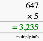 How to calculate 647 times 5 using long multiplication How to calculate 647 times 5 using long multiplication