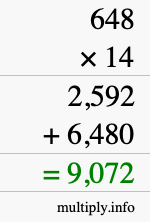 How to calculate 648 times 14 using long multiplication How to calculate 648 times 14 using long multiplication