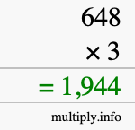 How to calculate 648 times 3 using long multiplication How to calculate 648 times 3 using long multiplication
