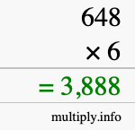 How to calculate 648 times 6 using long multiplication
