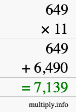 How to calculate 649 times 11 using long multiplication How to calculate 649 times 11 using long multiplication