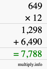 How to calculate 649 times 12 using long multiplication How to calculate 649 times 12 using long multiplication