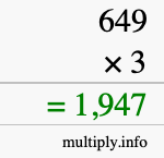 How to calculate 649 times 3 using long multiplication How to calculate 649 times 3 using long multiplication