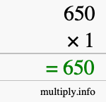 How to calculate 650 times 1 using long multiplication