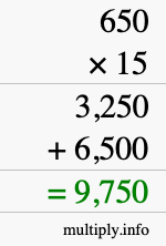 How to calculate 650 times 15 using long multiplication How to calculate 650 times 15 using long multiplication