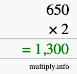 How to calculate 650 times 2 using long multiplication How to calculate 650 times 2 using long multiplication