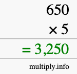 How to calculate 650 times 5 using long multiplication How to calculate 650 times 5 using long multiplication