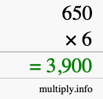 How to calculate 650 times 6 using long multiplication How to calculate 650 times 6 using long multiplication