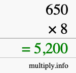 How to calculate 650 times 8 using long multiplication How to calculate 650 times 8 using long multiplication