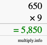 How to calculate 650 times 9 using long multiplication How to calculate 650 times 9 using long multiplication