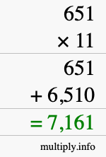 How to calculate 651 times 11 using long multiplication How to calculate 651 times 11 using long multiplication