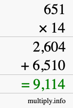 How to calculate 651 times 14 using long multiplication How to calculate 651 times 14 using long multiplication