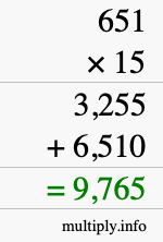 How to calculate 651 times 15 using long multiplication How to calculate 651 times 15 using long multiplication