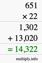How to calculate 651 times 22 using long multiplication How to calculate 651 times 22 using long multiplication