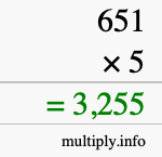 How to calculate 651 times 5 using long multiplication How to calculate 651 times 5 using long multiplication