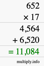 How to calculate 652 times 17 using long multiplication How to calculate 652 times 17 using long multiplication