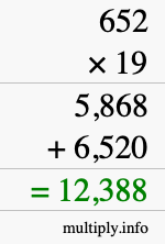 How to calculate 652 times 19 using long multiplication How to calculate 652 times 19 using long multiplication