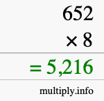 How to calculate 652 times 8 using long multiplication How to calculate 652 times 8 using long multiplication