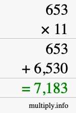 How to calculate 653 times 11 using long multiplication How to calculate 653 times 11 using long multiplication