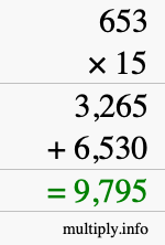 How to calculate 653 times 15 using long multiplication How to calculate 653 times 15 using long multiplication